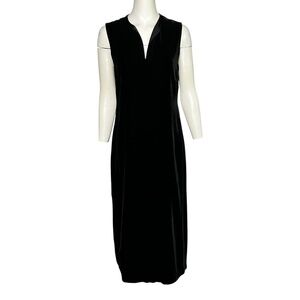 HARARI Luxurious Draped Velvet Maxi Dress Women's Size M Solid Black Vintage Y2K